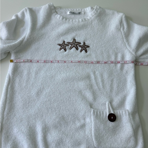Lulu B White Chenille Starfish Embroidered Sweater Size S - Picture 6 of 10